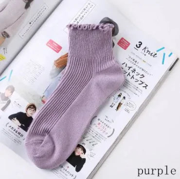 Lace Ruffles Soft Cotton Women Socks